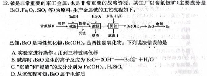 【热荐】佩佩教育2024年高考湖南四大名校名师团队猜题卷(A)化学