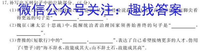 晋文源·2024年山西省中考模拟百校联考试卷（二）语文