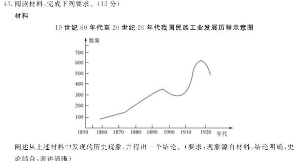 2023-2024学年陕西省高二3月联考(24-429B)历史