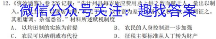 河南省2023-2024学年第二学期阶段性质量评估试卷（九年级）历史试卷