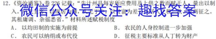 2024届淮北市高三第二次质量检测历史试卷