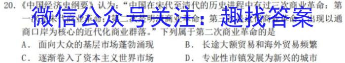 2024年湖北省新高考信息卷(一)历史试卷答案