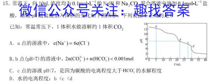 2024届新高考教学教研联盟高三第一次联考化学