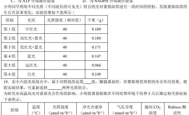 安徽六校教育研究会2024届高三年级第二次素养测试(2024.2)生物