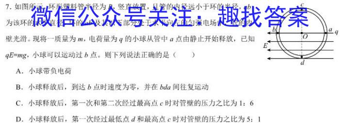 福建省漳州市2023-2024学年(下)高一期末高中教学质量检测物理试题答案