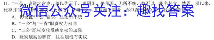 山东省长清区2024年下学期九年级阶段检测历史