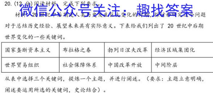 河北省邯郸市2024年初三毕业班4月模拟检测历史试卷答案